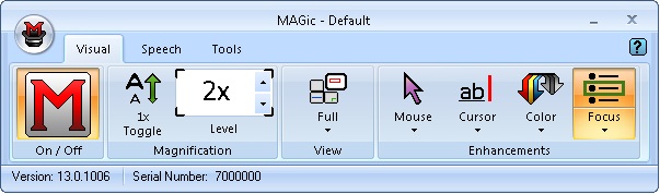 MAGic user interface - Visual tab