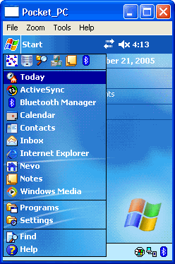 Image of Pocket PC Start Menu