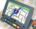 The SAPPHIRE portable video magnifier magnifying a road map